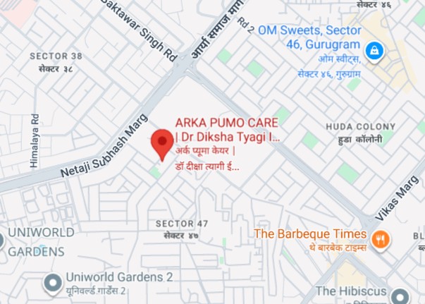 Map showing Arka Pulmo Care location, Sector 47, Gurugram